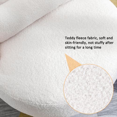 Fauteuil Pivotant Peluche Teddy Chaise Longue Avec Oreiller Amovible Balnc