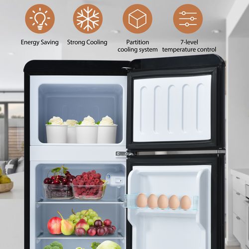 Réfrigérateur 2 Portes Compact 92 Litres - Largeur 45.5 x Hauteur 105,5 cm - Noir