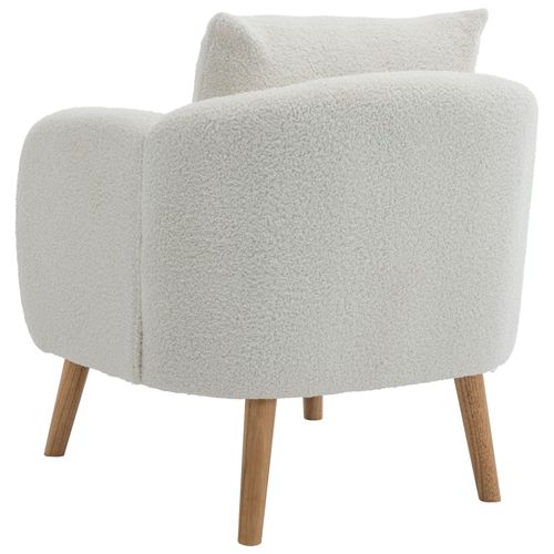 Fauteuil Teddy Avec Coussins Et Pieds En Bois Massif Blanc