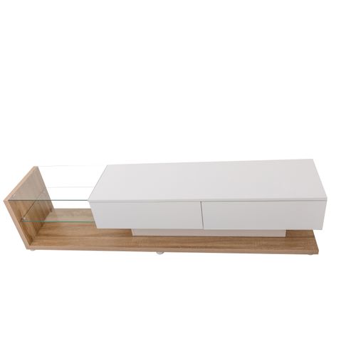 Meuble TV LED Avec 2 Tiroirs Et 2 Niches Blanc