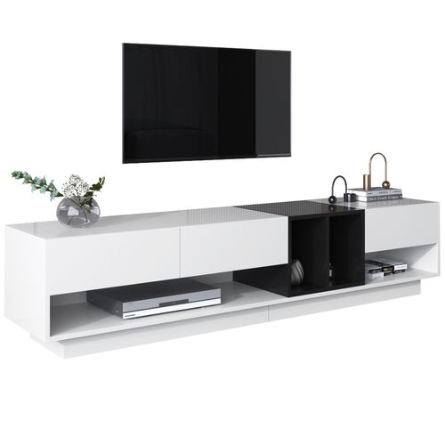 Meuble TV Avec 3 Tiroirs Et 4 Niches En Blanc