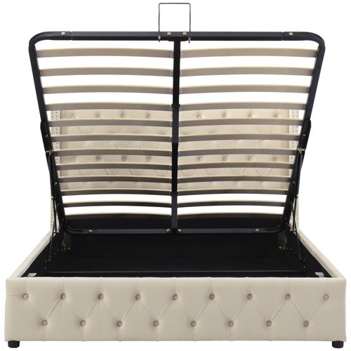 Lit Adult Lit Coffre 140 X 200cm Avec Tête De Lit Et Sommier En Beige