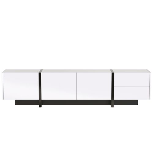 Meuble TV L.190 Cm Avec 2 Tiroirs Et 3 Portes En Blanc