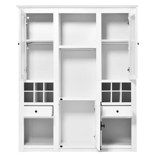 Vitrine De 170cm Avec 3 Portes, 2 Tiroirs Et 12 Compartiments Cave à Vin