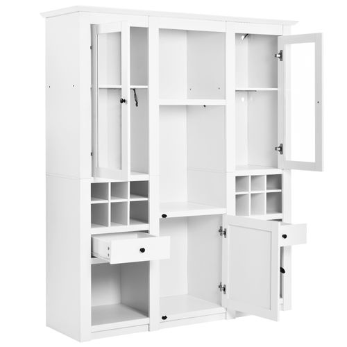 Vitrine De 170cm Avec 3 Portes, 2 Tiroirs Et 12 Compartiments Cave à Vin