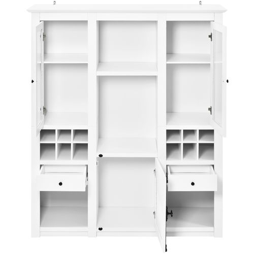 Vitrine De 170cm Avec 3 Portes, 2 Tiroirs Et 12 Compartiments Cave à Vin