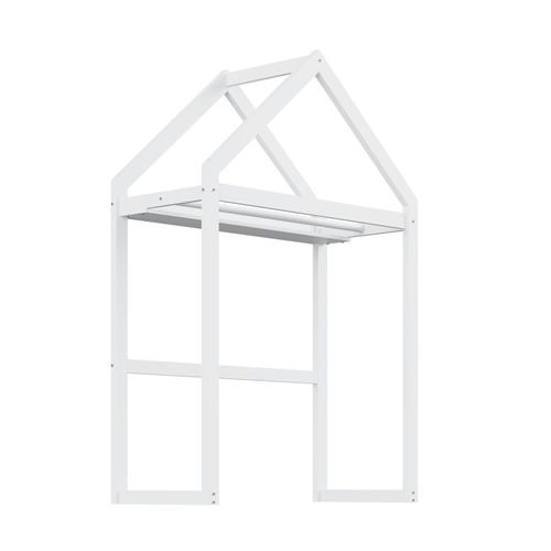 Lit Enfant Lit Cabane 90 X 200 Cm Avec Clôture Et Espace De Rangement Blanc