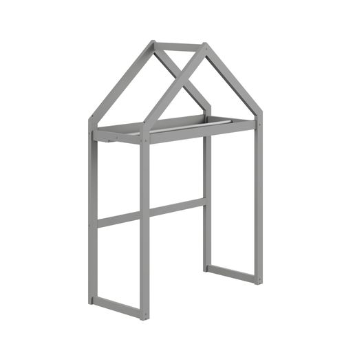 Lit Enfant Lit Cabane 90 X 200 Cm Avec Clôture Et Espace De Rangement Gris