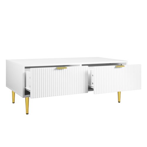 Table Basse Avec 2 Tiroirs Blanc