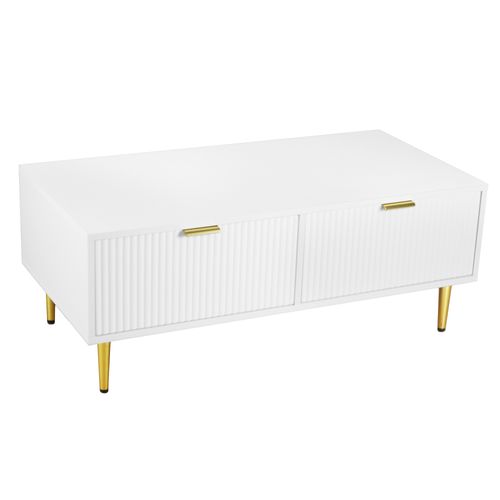 Table Basse Avec 2 Tiroirs Blanc