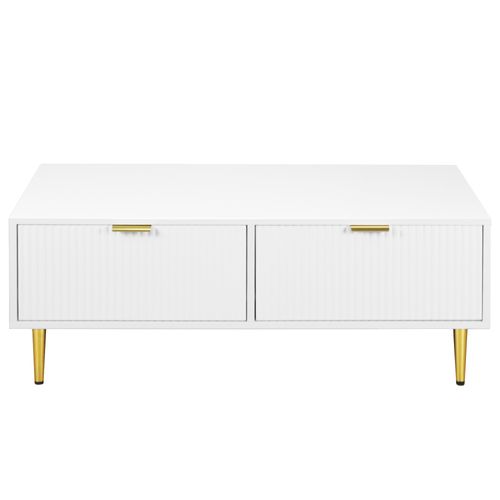 Table Basse Avec 2 Tiroirs Blanc