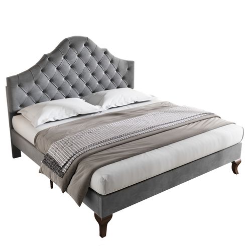 Lit Enfant 90 X 200cm Avec Sommier à Lattes Et Tête De Lit Réglable En Hauteur Velours Gris