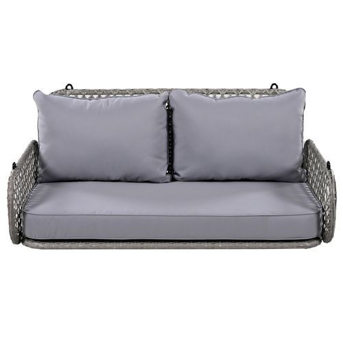 Balancelle D'extérieur En Rotin Avec Coussin Et 2 Chaînes (240cm/chaîne) Gris
