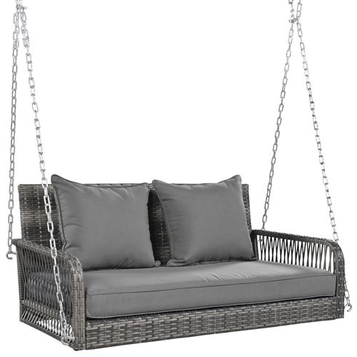 Balancelle D'extérieur En Rotin Avec Coussin Et 2 Chaînes (240cm/chaîne) Gris