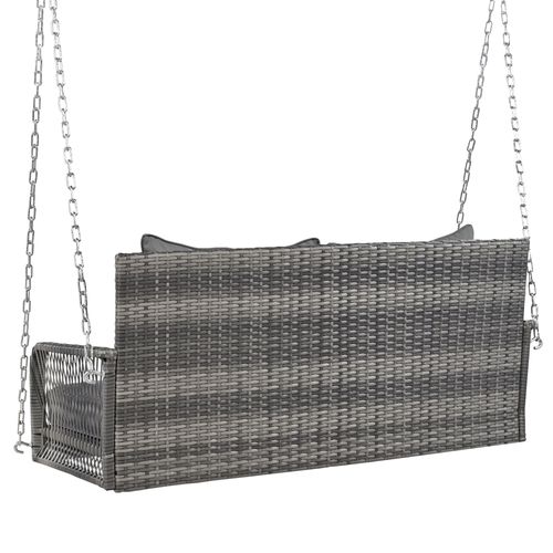 Balancelle D'extérieur En Rotin Avec Coussin Et 2 Chaînes (240cm/chaîne) Gris