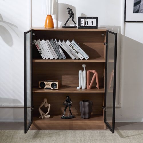 Vitrine 80*32*106cm- vitrine de collection à 3 niveaux-en verre-pour le salon, le bureau-Naturel