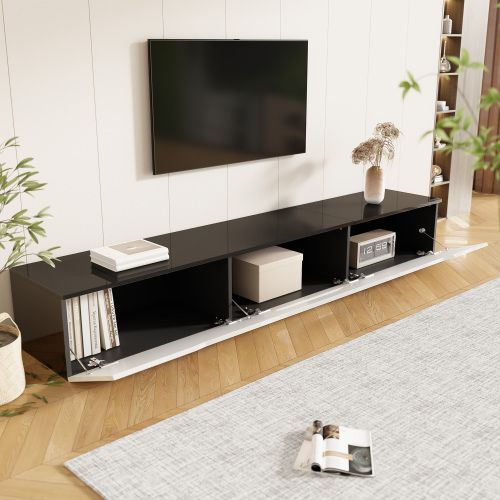 Meuble TV 180 Cm-surface Brillante-meubles De Salon Avec Éclairage LED 16 Couleurs-blanc