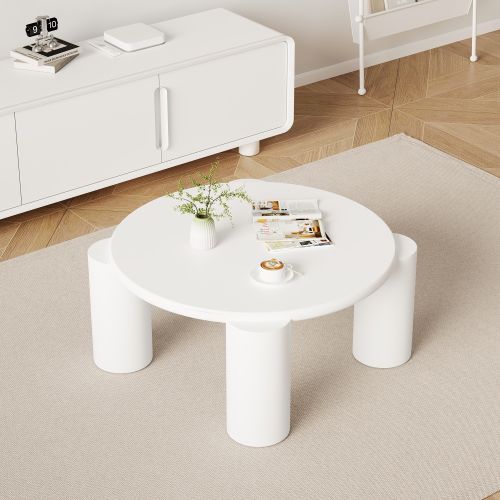 Table Basse-table Basse Moderne à 4 Pieds Robustes-idéale Pour Les Salons-blanc