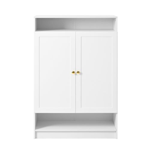 Meuble à Chaussures-avec Étagères Réglables-coffre à Chaussures à 2 Portes-blanc