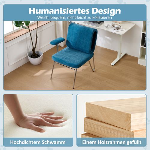 Fauteuil- Chaise Adaptée Aux Animaux De Compagnie - Assise Large - 77×70×89cm - Bleu