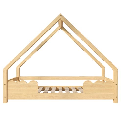 Lit Cabane 90x200 Cm En Bois Massif - Naturel
