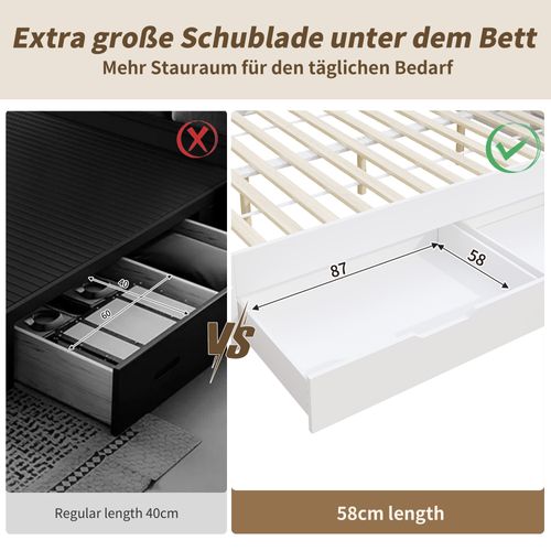 Lit Enfant 90 X 200 Cm-avec Table De Chevet,espace De Rangement-lit Simple-blanc