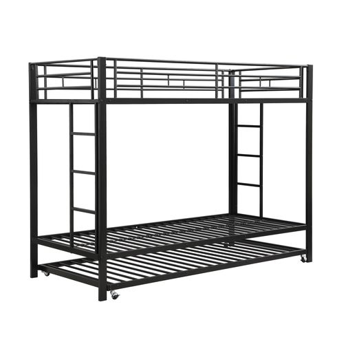 Lit Superposé 90x200cm Robuste-lit Gigogne-en747-lit Enfant-noir