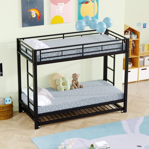 Lit Superposé 90x200cm Robuste-lit Gigogne-en747-lit Enfant-noir