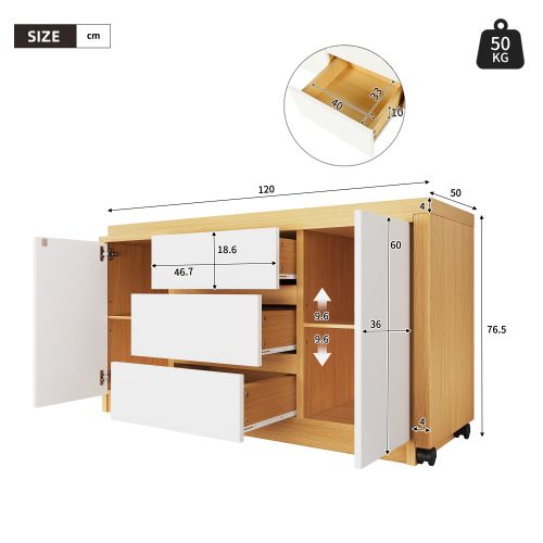 Bureau D'angle - Design Multifonctionnel - Verrouillables - Blanc Et Chêne