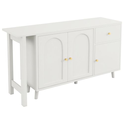 Breau D'angle -  Rotatif à 360°-avec 3 Portes Et 1 Tiroir - 120×40×74.5cm  - Blanc