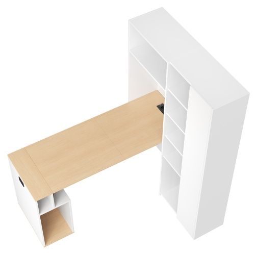 Bureau Pliant Avec Étagères - Avec Prise De Courant Et Port USB -104.5×30.5×160cm - Blanc