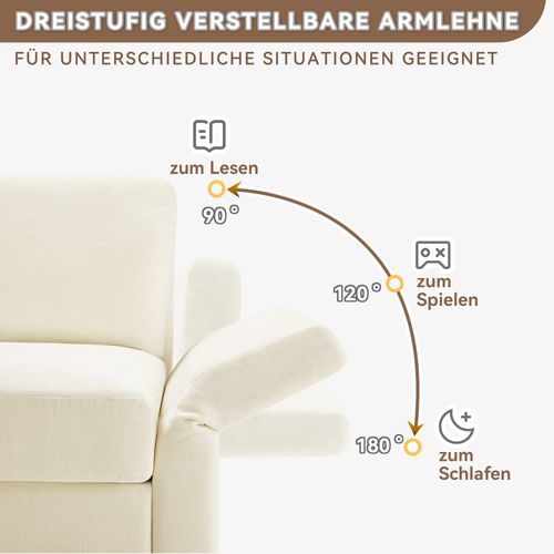 Canapé Convertible - Canapé D'angle 3 Places- Avec 1 Repose-pieds - 218x156.5x86cm - Beige