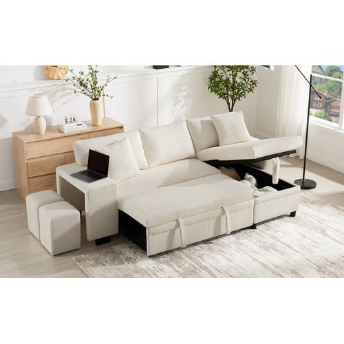 Canapé Convertible - Canapé Lit 3 Places - 231x131.5x84cm - Beige