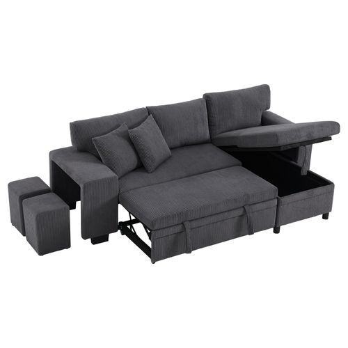 Canapé Convertible - Canapé Lit 3 Places - Grand Espace De Rangement - 231x131.5x84cm - Gris Foncé