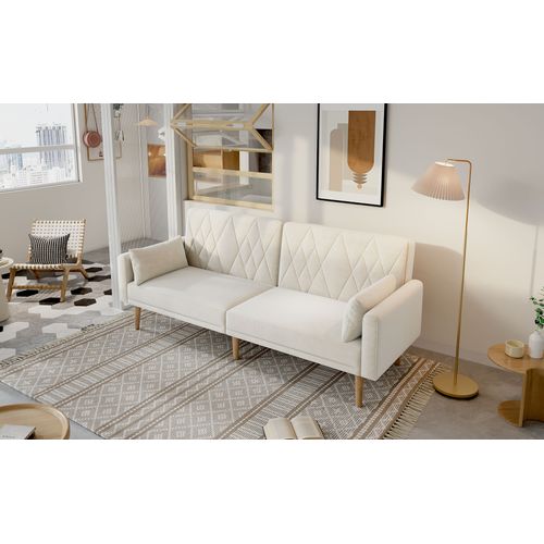 Canapé Convertible - Canapé Lit 2 Places- Velours - Élégant- 180x75x82cm - Beige