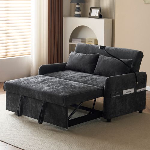 Canapé Convertible - Canapé Lit 2 Places - Ubs - 129x163x81cm - Gris