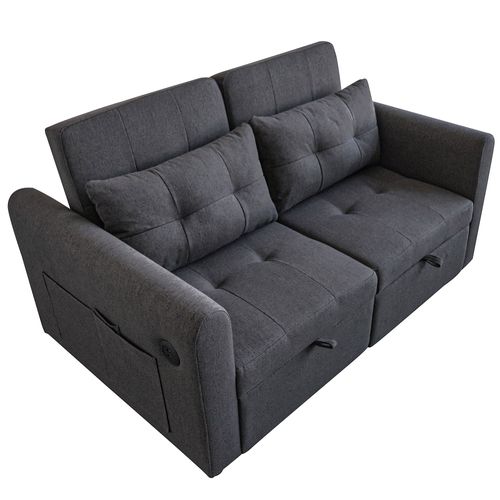 Canapé Convertible - Canapé Lit 2 Places - Canapé D'angle - 142x85x83cm - Gris