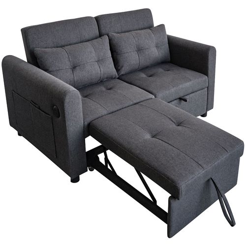 Canapé Convertible - Canapé Lit 2 Places - Canapé D'angle - 142x85x83cm - Gris