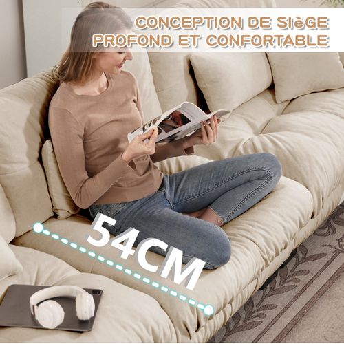 Canapé Compressé-canapé Modulable 2 Places-avec 1 Repose-canapé D'angle Relax-salon-beige
