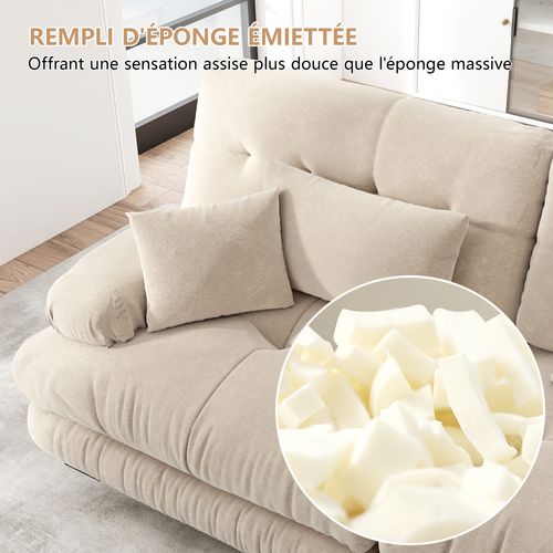 Canapé Compressé-canapé Modulable 2 Places-avec 2 Repose-canapé D'angle Relax-salon-beige