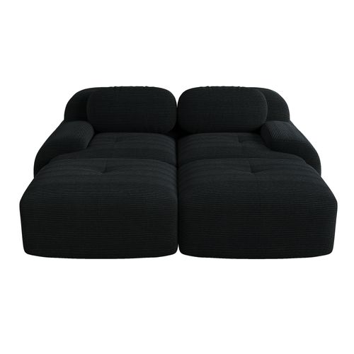 Canapé Modulable 2 Places-canapé Compressé-canapé D'angle Relax-avec 2 Repose-pieds-salon-noir