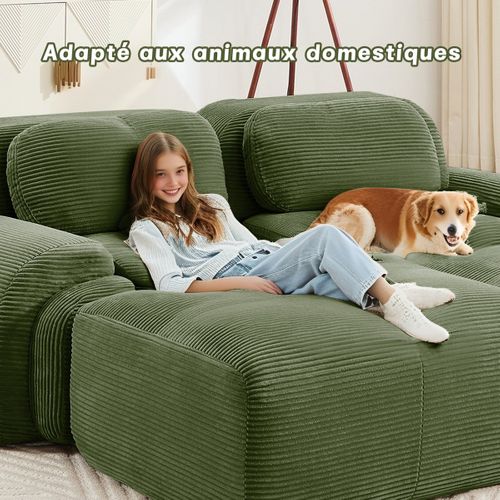 Canapé D'angle Relax - Canapé Modulable 3 Places- Avec 1 Repose-pieds- Cinéma,salon - Vert