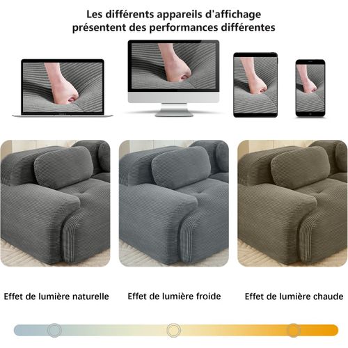 Canapé Modulable 3 Places-canapé Compressé-canapé D'angle Relax-avec 1 Repose-pieds-salon-gris