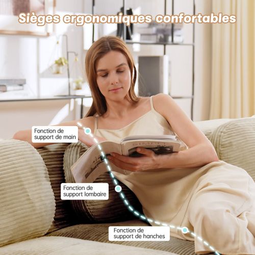 Canapé Modulable 2 Places-canapé Compressé-canapé D'angle Relax-avec 2 Repose-pieds-salon-beige