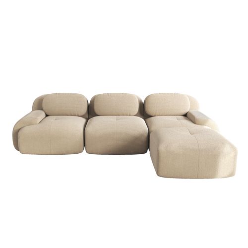 Canapé Modulable 3 Places-canapé Compressé-canapé D'angle Relax-avec 1 Repose-pieds-salon-beige