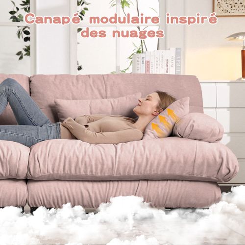 Canapé D'angle Relax -canapé Modulable 2 Places - Cinéma, Salon Et Chambre - Rose