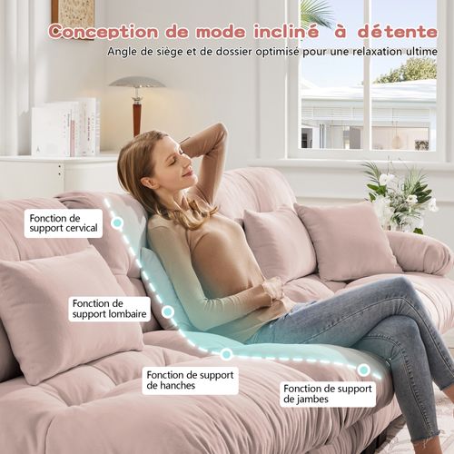 Canapé D'angle Relax - Canapé Modulable - Avec 2 Repose-pieds - Cinéma, Salon Et Chambre - Rose