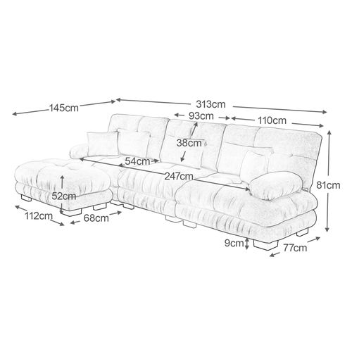 Canapé Compressé-canapé Modulable 3 Places-avec 1 Repose-canapé D'angle Relax-salon-rose