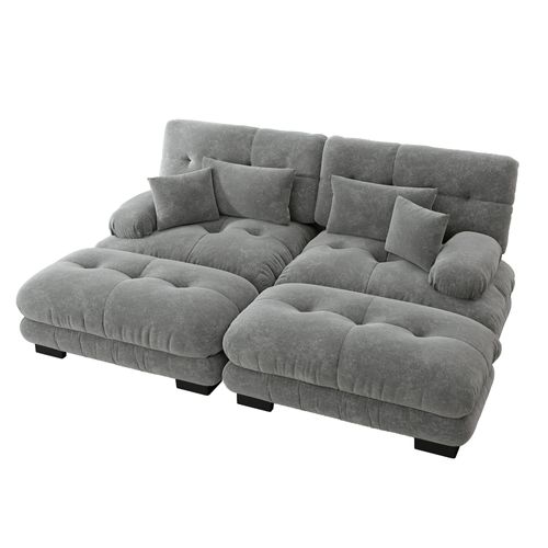 Canapé D'angle Relax - Canapé Modulable - Avec 2 Repose-pieds - Cinéma, Salon Et Chambre - Gris