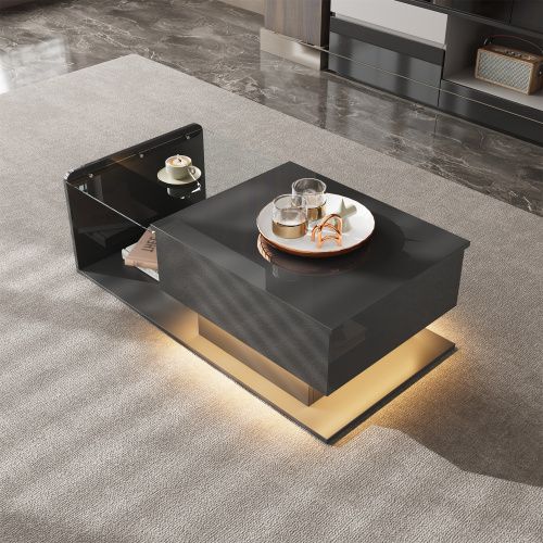 Table Basse Rectangulaire - Table à Café Relevable - 100 X 50 X 33cm - Table De Salon - Noir